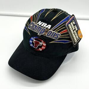 VTG Chicago Bulls 1998 NBA Champions Locker Room Starter Hat embroidery burst